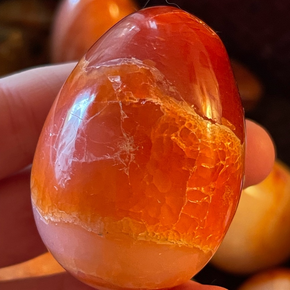 Genuine Carnelian gemstone eggs - Picture 2 of 13